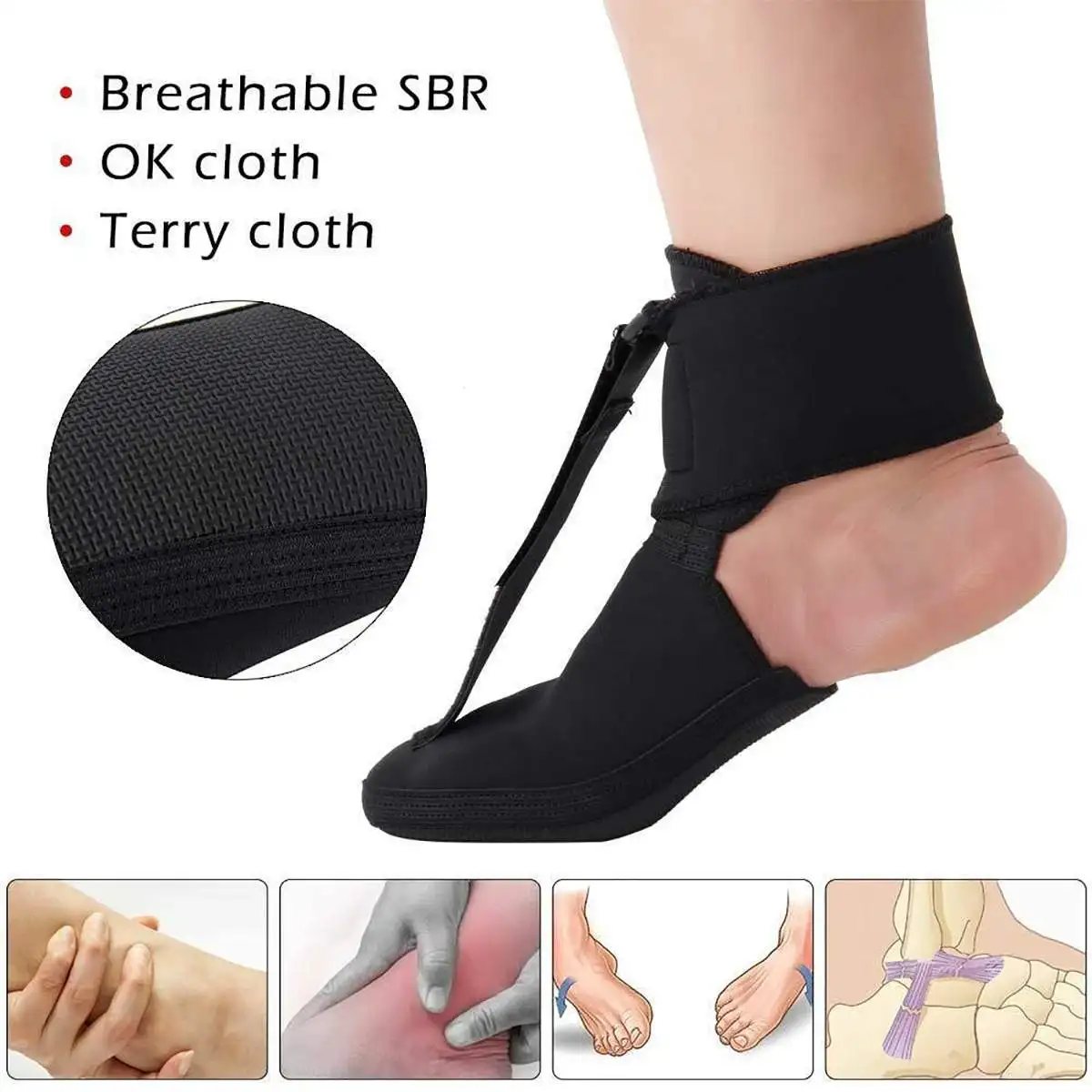  S/M/L Black Adjustable Plantar Fasciitis Night Splint Sport Pain Toe Foot Brace Support Stabilizer 