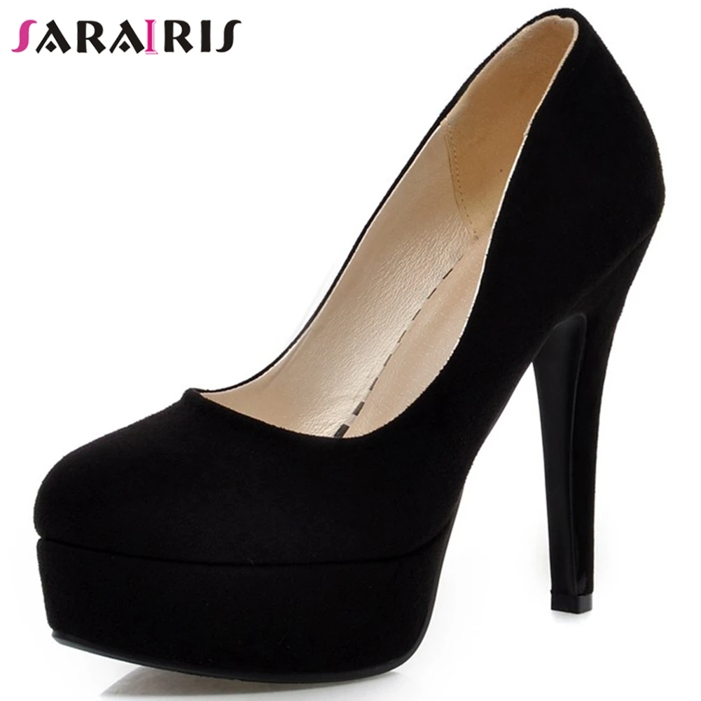 

SARAIRIS Classic Female Elegant Round Toe Shallow Pumps Super High Heels Ol Pumps Women Spring Office Platform Shoes Woman