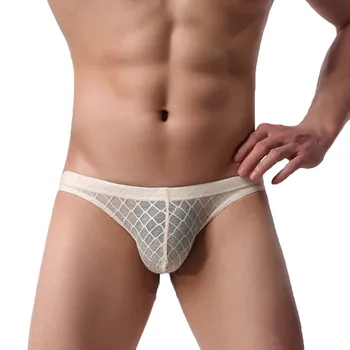 

Sexy Underwear Men Briefs Soft Breathable Cotton Transparent Lace Gay Underwear Comfortable Hips Up Transparent Sexy Gay Briefs