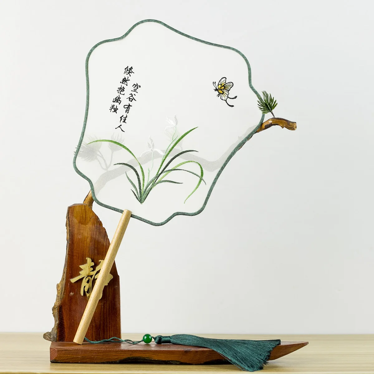 

Chinese Su Embroidery Hand Fan Lifelike Crane Pattern Double-Sided Hand Fan 2019ing