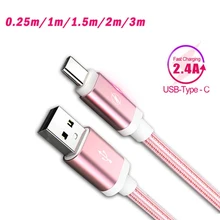 Cabo usb tipo c 2m 3m, cabo de carregamento rápido para xiaomi mi a3 a2 honer 9x pro huawei p30 tipo c para samsung galaxy s10 s10 + cabo tipo c
