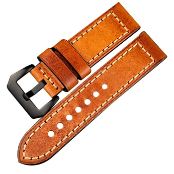 

Manual Thickened shu gao pi 20 22 26MM Header Level zhen niu} {Word Leather Watchband Vintage Male Adapted Canned Strap