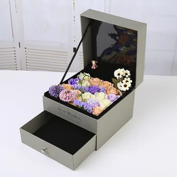 

New valentine's gift box living flower box Birthday Party square large gift box packaging boite cadeau christmas gift boxes 1pcs