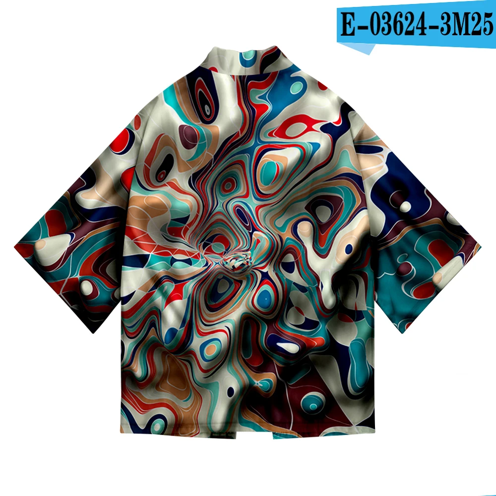 Текстура крутая 3D печать японское кимоно Haori Yukata Косплей женщин/мужчин Мода Лето Повседневный короткий рукав - Цвет: H