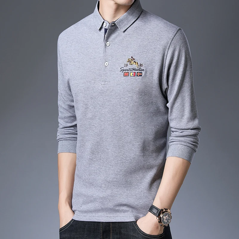

2020 New High End Fashion Brand Mens Designer Embroidery Polo Shirt British Style Quality Casual Long Sleeve Tops Men Clothing