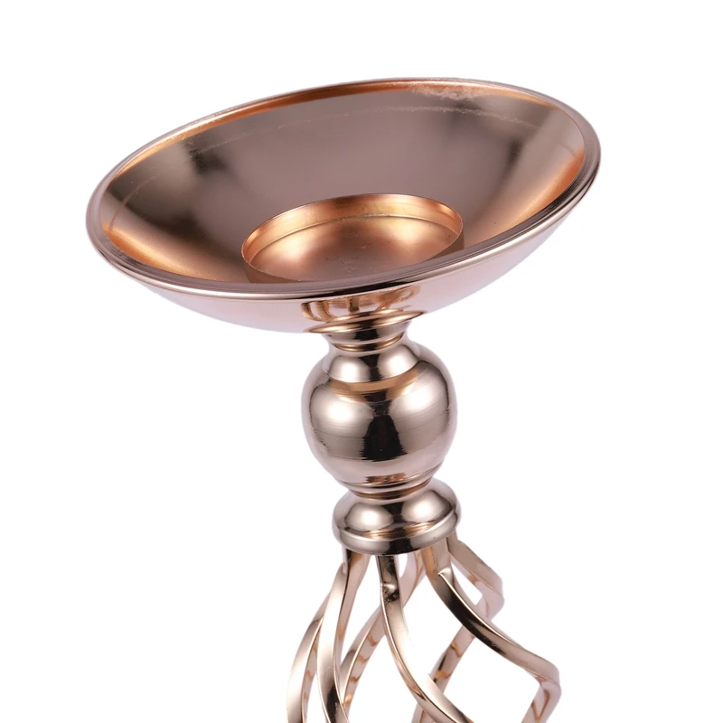 1PCS Gold Flower Vases Candle Holders Rack Stands Wedding Decoration Road Lead Table Centerpiece Pillar Party Event Candlestick