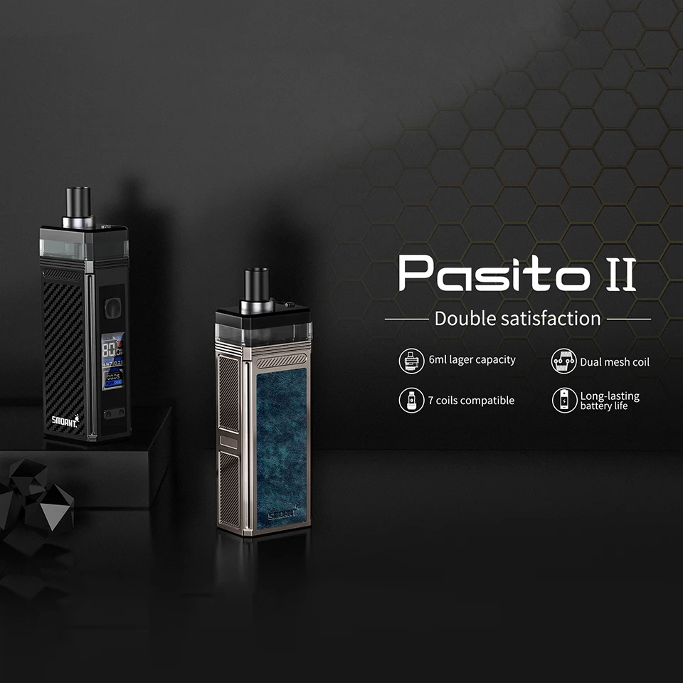 Оригинальный вейп набор Smoant Pasito II 80 Вт с аккумулятором 2500 мАч картридж 6 мл разъем