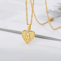 A-Z Initial Letter Heart Pendant Necklace For Women Stainless Steel Alphabet Heart Charm Chain Choker Jewelry Gift Collier Femme - Image 6