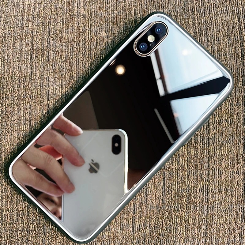 Полный зеркальный чехол для iPhone 11 Pro Max X XS MAX XR 6 6s Plus 7 8 Plus Bling TPU силиконовый чехол Arylic Мягкий край чехол для девочек женщин