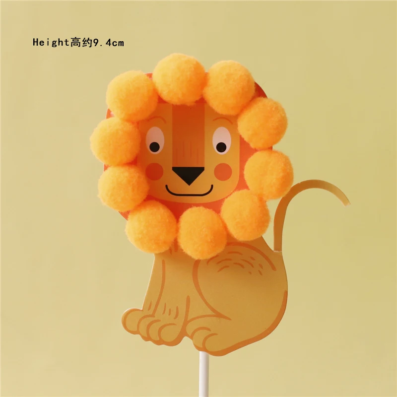 2pc hairball lions Hairball Войлок Лев дерево торт Топпер гриб глина львы украшения для дня рождения свадьбы ребенка душ выпечки милый подарок - Цвет: 2pc hairball lions