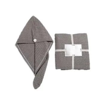 

Bath Towel Triangle Dry Hair Cap Two-piece Suit Cotton Waffle for Adult Soft H55A