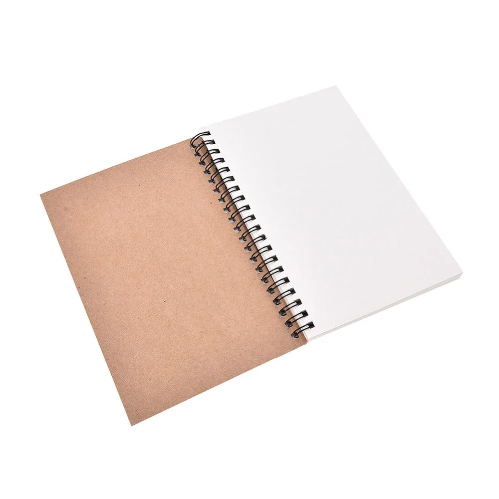 Альбом для рисования, дневник для рисования, граффити, мягкая обложка, полностью пустые страницы, ретро блокнот, офисные, школьные канцелярские принадлежности - Цвет: Kraft - white Inner