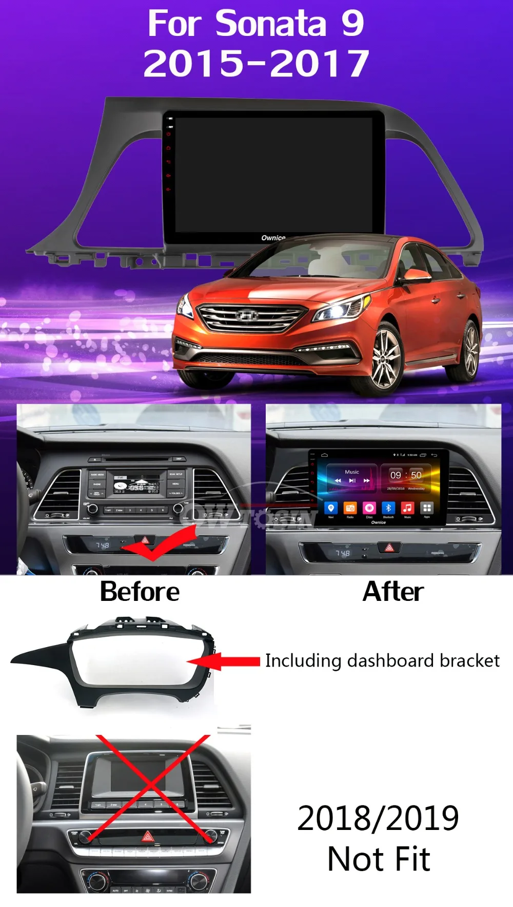 Top 360° Panoramic Camera 4G SIM 8Core 4G+64G Android 9.0 Car Multimedia Radio For Hyundai Sonata 9 2015-2017 GPS SPDIF DSP CarPlay 7