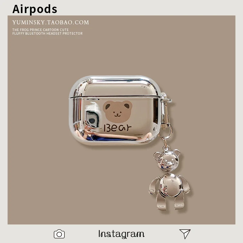 Figura Dell'Orso Del Fumetto Elettrolitico Applicabile Airpods2 Generation Cover Protettiva Creative Apple 3 Generation Pro Airpods Case