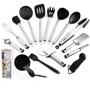 

23PCS Silicone Kitchenware Set Heat Resistant Cookware Spatula Shovel Soup Spoon with Wooden Handle Non-stick Kitchen Accessorie