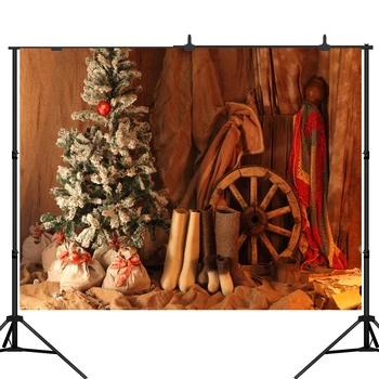 

Lyavshi Farm House wheel Boots Christmas Tree Gift Photography Backgrounds Photographic Backdrops For Photo Studio