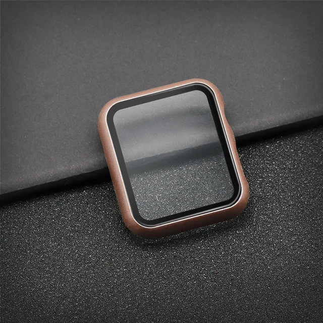 Glass+Case Full Cover For Apple Watch Case Series 7 6 SE 5 4 321 iWatch Case Accessor 45/41/44/40/42/38mm Protector Apple Watch Bright Rose