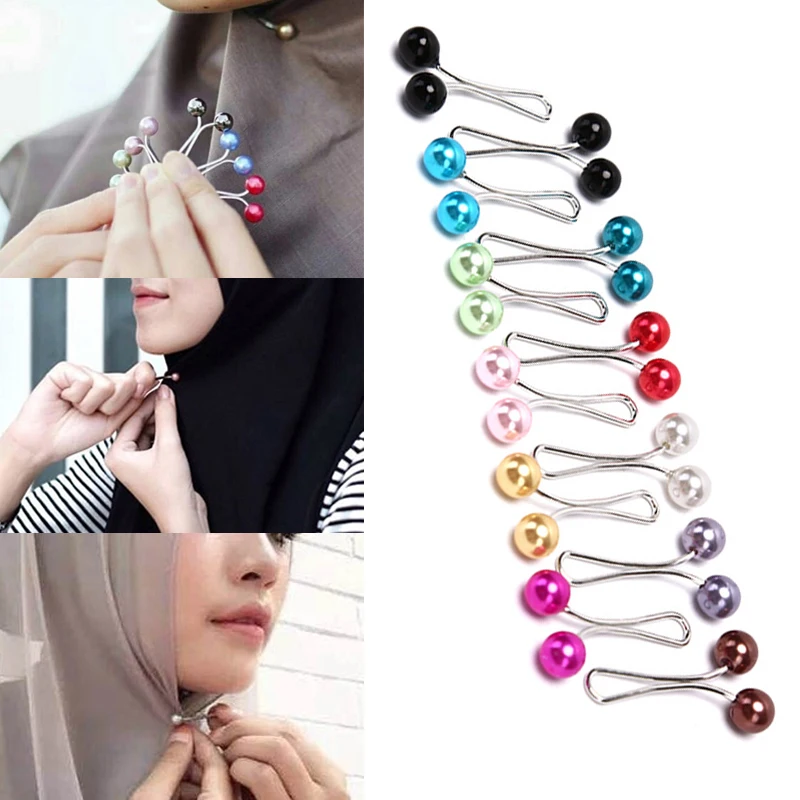 Broche de bufanda de perlas para mujer, para la cabeza, chal, bufanda musulmana, Hijab, Clips, correas fijas, broche antideslizante Color aleatorio, 1 ud. AliExpress y accesorios