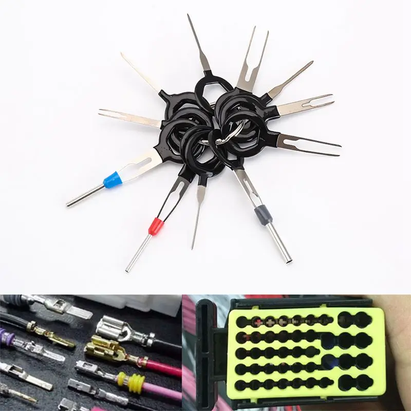 

11PCS Auto Car Plug Circuit Board Wire Harness Terminal Extraction Pick Connector Crimp Pin Back Needle Remove Tool Set
