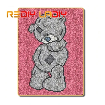 

Latch Hook Rug Make Your Own Rug Shy Teddy Bear Crocheting Cushion Mat DIY Carpet Rug Acrylic Yarn Printed Canvas Hobby & Crafts
