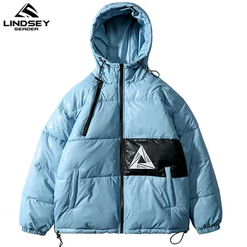

LINDSEY SEADER Men's Winter Warm Down Jacket Coat Hooded Padded Puffer Parka Streetwear Lightweight Windbreaker Men Clothing
