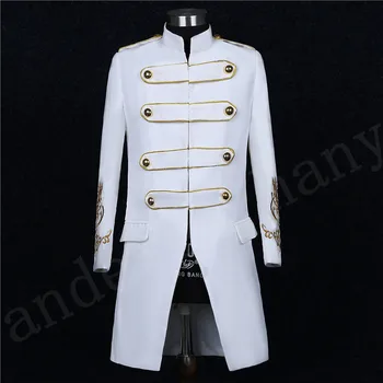 

New men's long suit jacket costumes European and American court style male singers DJ costumes blazers