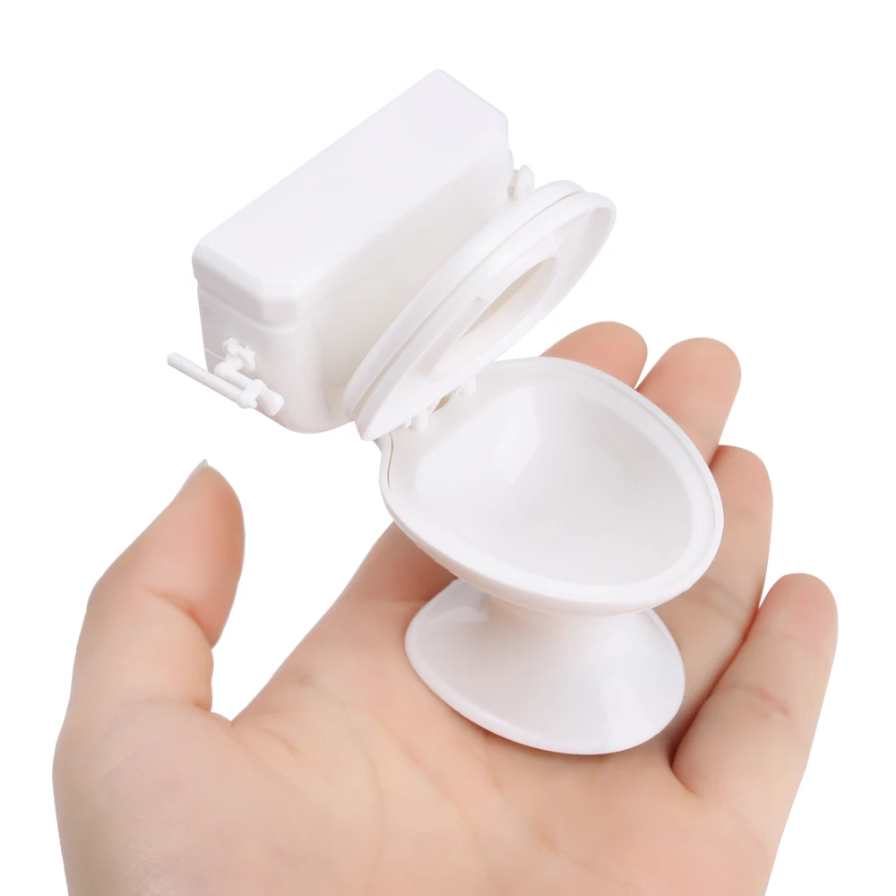 White Mini House Decoration Toys Bathroom Ornament Miniature Toilet Doll Accessories Dollhouse Furniture Display Model 2