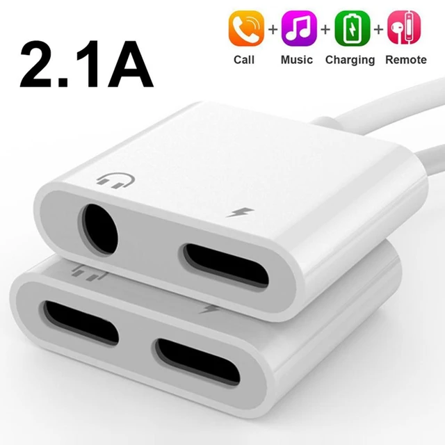 Double Adaptateur Prise Jack/Lightning pour IPHONE 8 Audio 3.5mm Cable 2 en  1 Chargeur APPLE - Couleur:ARGENT