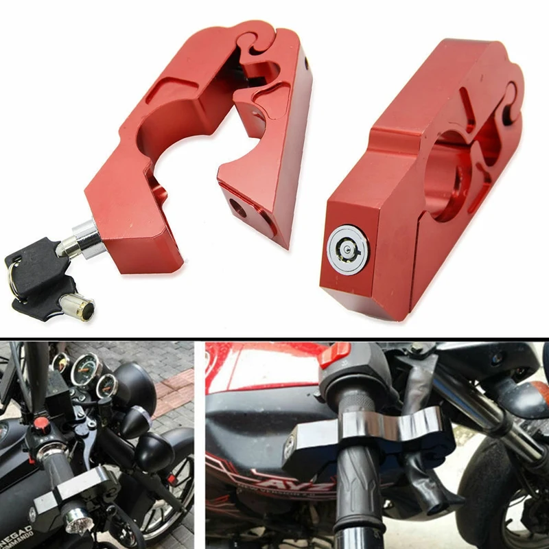 

Motorcycle Lock - Universal Aluminum CNC Motorcycle Handle Throttle Grip Security Lock with 2 Keys To Secure a Bike, Scooter, Mo