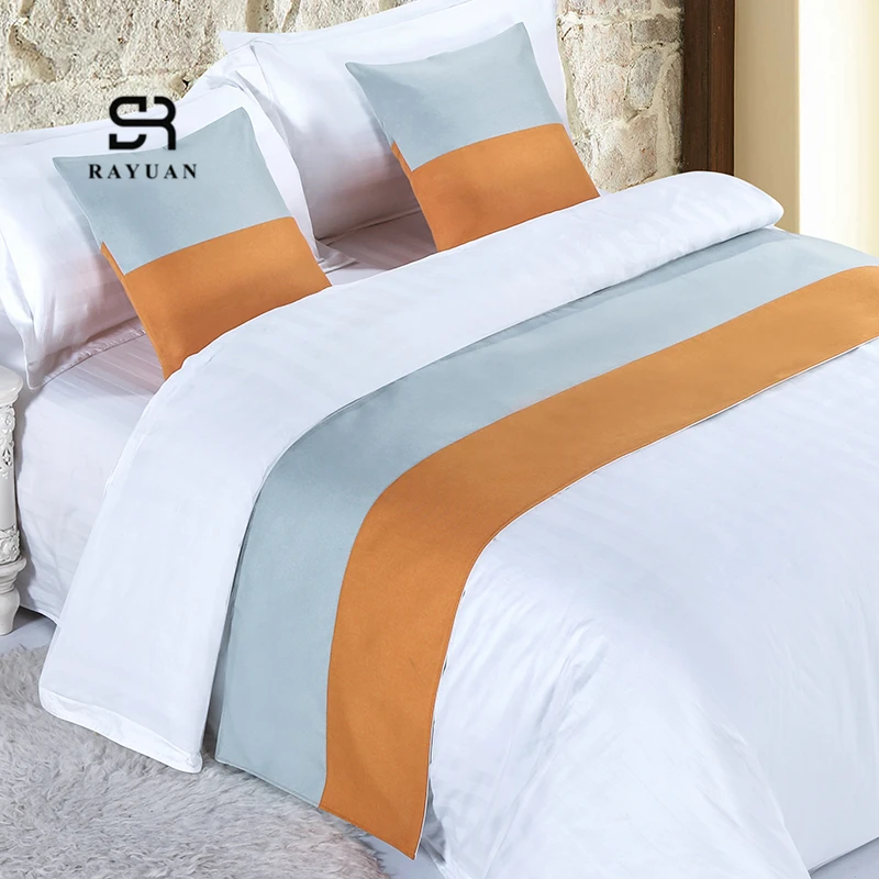 RAYUAN Color Matching Cotton Bedspread Bed Runner Throw Home Hotel Bedroom Bedding Decor Bed Tail Towel Decorative Protector