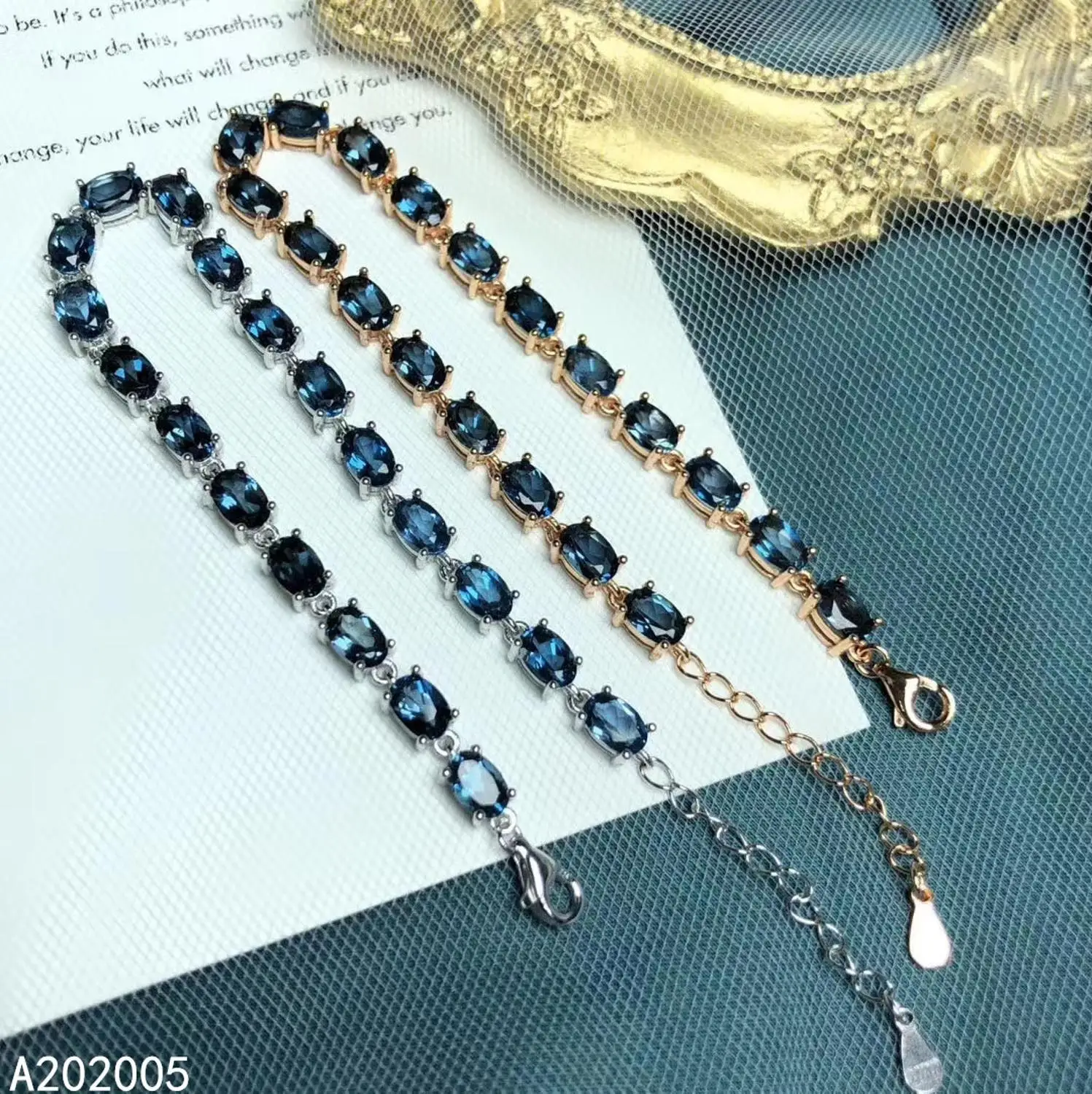 

KJJEAXCMY Fine Jewelry 925 Sterling Silver inlaid gemstone blue topaz women new hand bracelet beautiful support detection