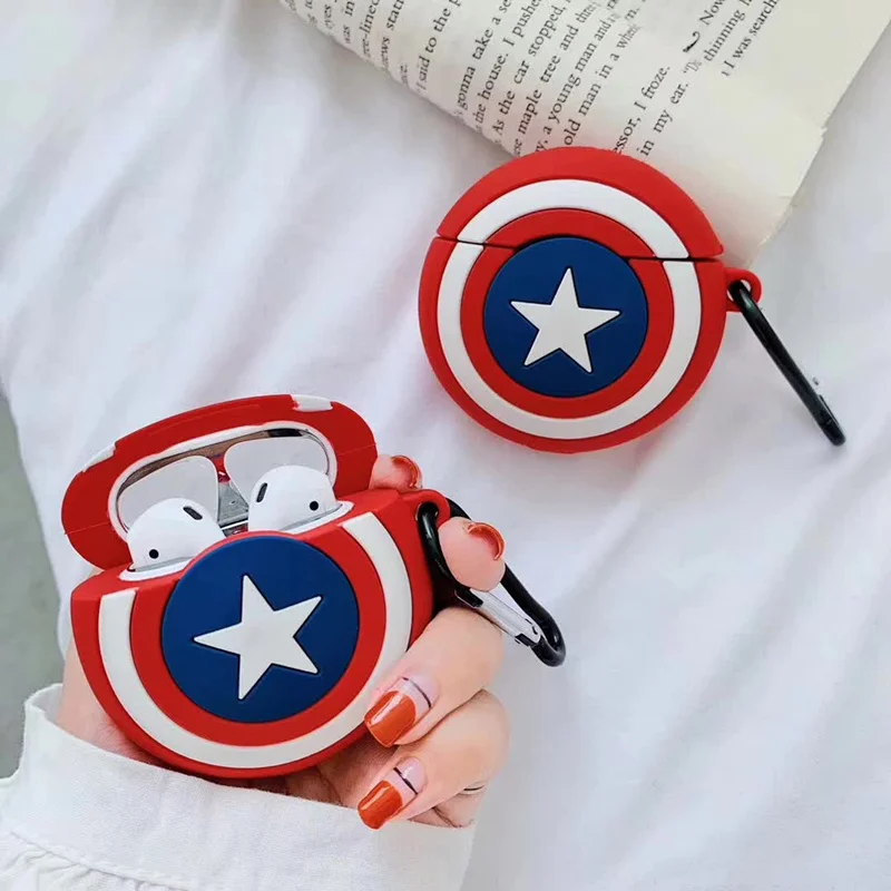 

Cartoon Bluetooth Earphone Silicone Case For AirPods 2 1Headphone Protective Cover i10 11Tws Case KeyChain Air pods Fundas Skin