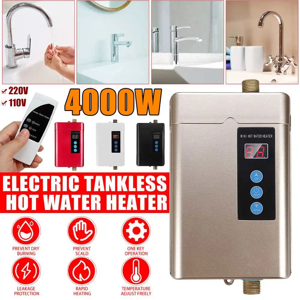 

4000W Instant-Tankless Electric Water Heater Instantaneous Water Heater Instant-Electric Water Heating fast 3 seconds hot shower