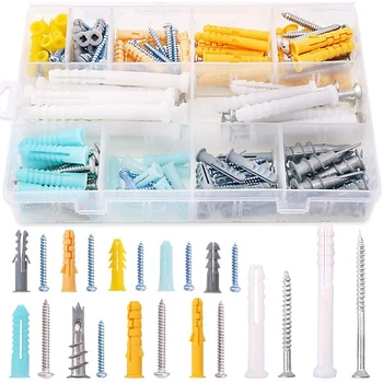 

220-Pieces Zinc and Plastic Self Drilling Drywall Anchors with Phillips Pan Head Self Tapping Screws Assortment Kit