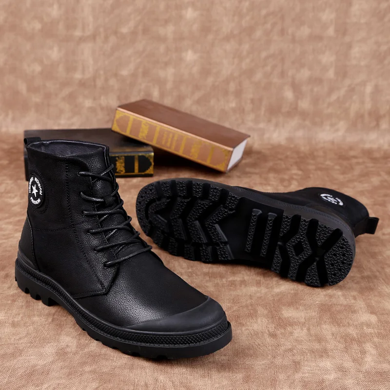 

Boots Men Winter Warm Snow Shoes Mens Leather Shoe Ankle Cowboy Waterproof Shose Man Motorcycle Casual Boot 2019 Men's Footwear