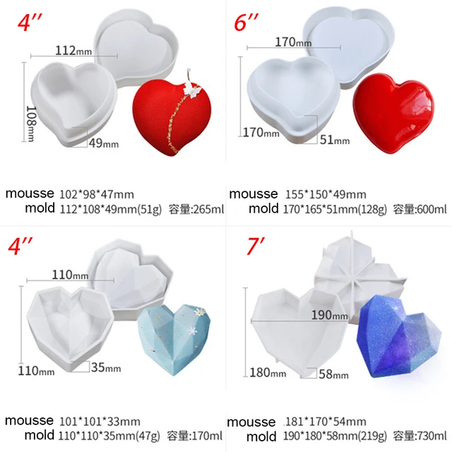 Silicone Baking Pan For Pastry 3d Mini Heart Cake Candle Chocoalte