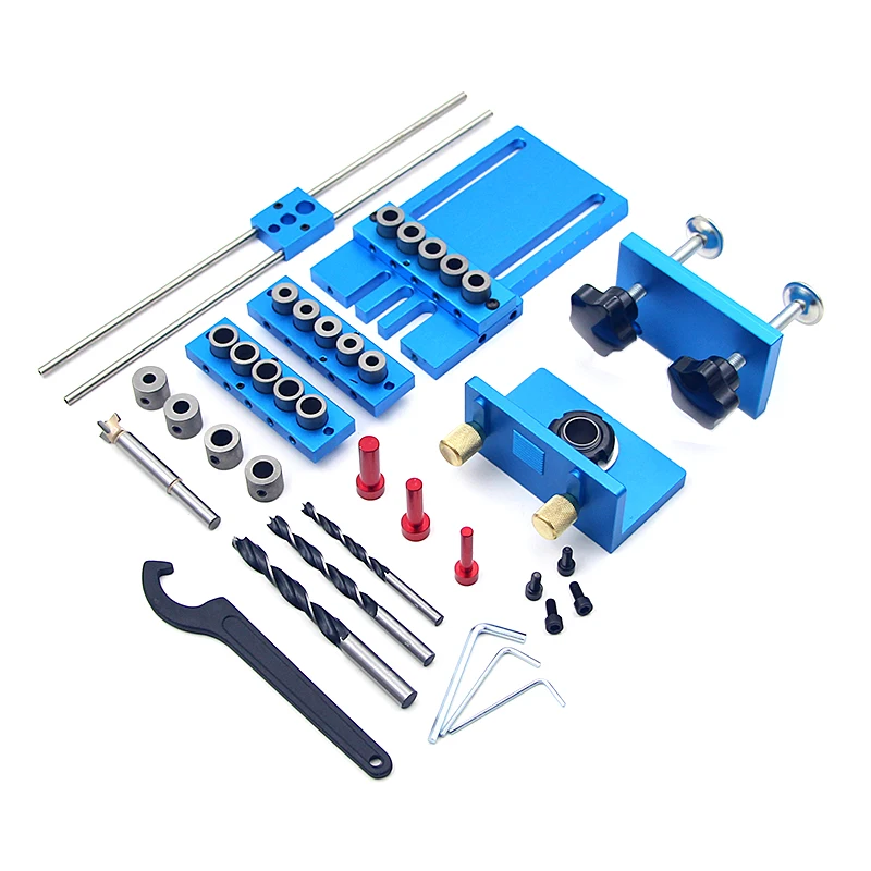 Doweling Jig Kit Woodworking Drill Guide Kit Locator Aluminium Alloy Dowelling Jig Locator for Furniture Fast Connecting Fitting