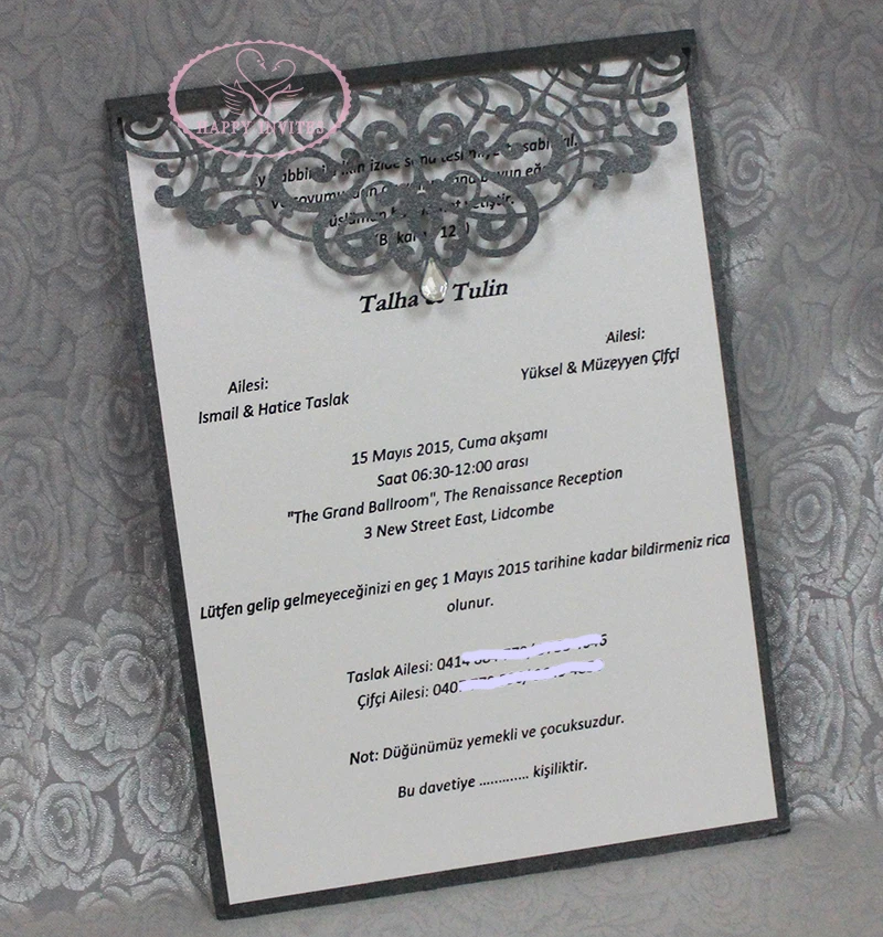 HI3027-12 Customize Laser Cut Wedding Cards with Personal Printing  More Colors Available