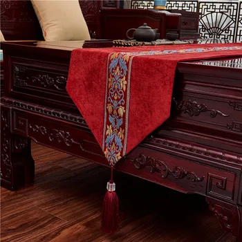 

New Chinese Style Table Runners Embroidery High-grade Rectangular Table Covers Dining Table Shoe Cabinet Decor Throw Runners