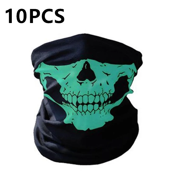 10 шт./лот Новое поступление Спортивная Повязка для головы велосипед HalloweenSkull бандана Пейнтбол лыжи мотоциклетный шлем шеи защитная маска «Череп» - Цвет: Зеленый