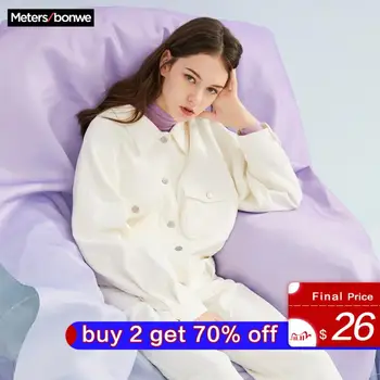 

Metersbonwe Corduroy Jacket women's spring fashion trenchcoat casual short coat Cotton women's temperament Tooling jacket