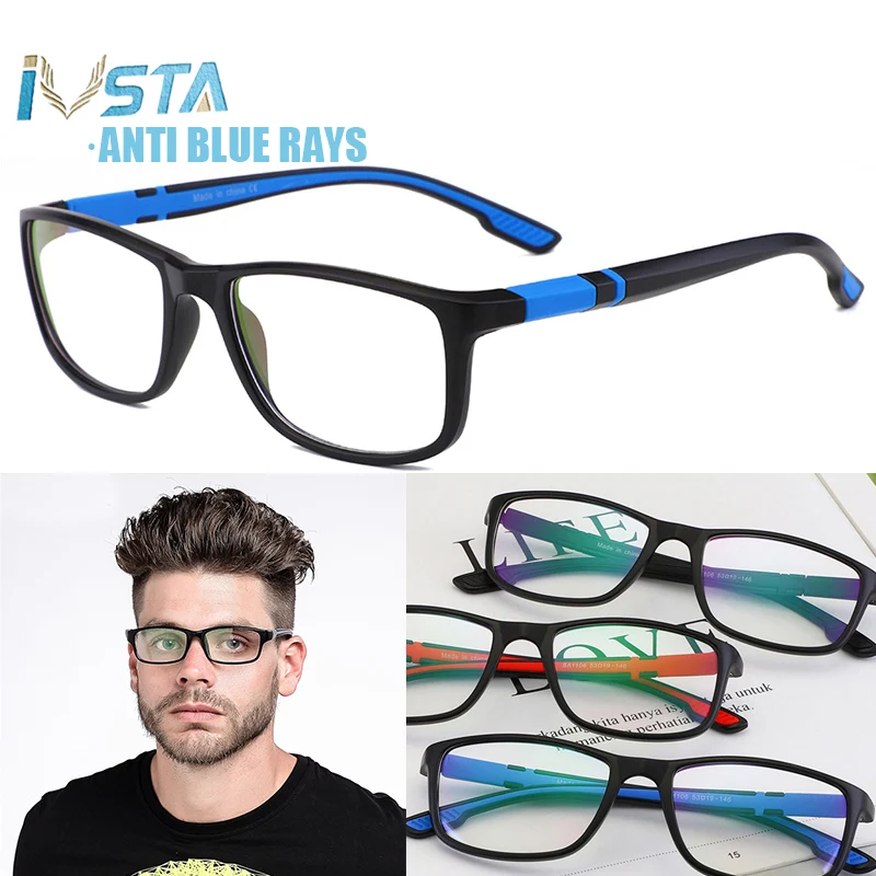 

IVSTA TR90 Silicone Prescription Glasses Sport Men Myopia Computer Anti Blue Light Blocking Frame Optical Basketball Football