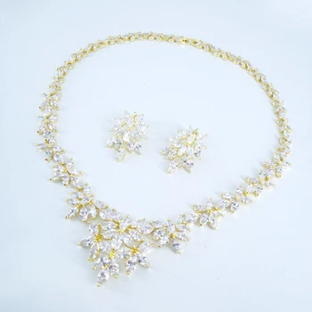 

2020 new fashion popular shinning flower CZ zircon necklace earring party ball jewelry wedding dressing banquet formal jewelry
