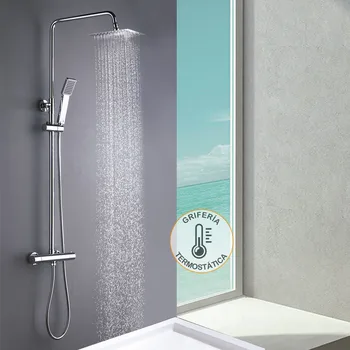

Kibath column MOL shower with thermostatic and extensble tap from 80 to 120cm. Sprayer and square bundle