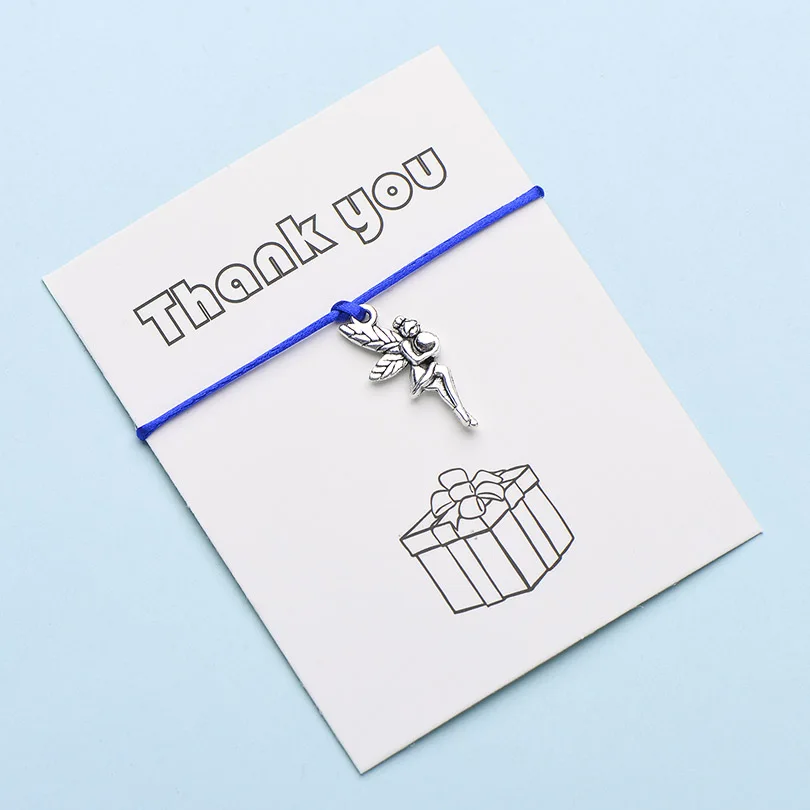 IYOE Wish Card Thank You Чарм "Фея" браслеты для женщин девушек ручной тканый счастливый красный браслет с огранкой и Висячие Подарочные ювелирные изделия