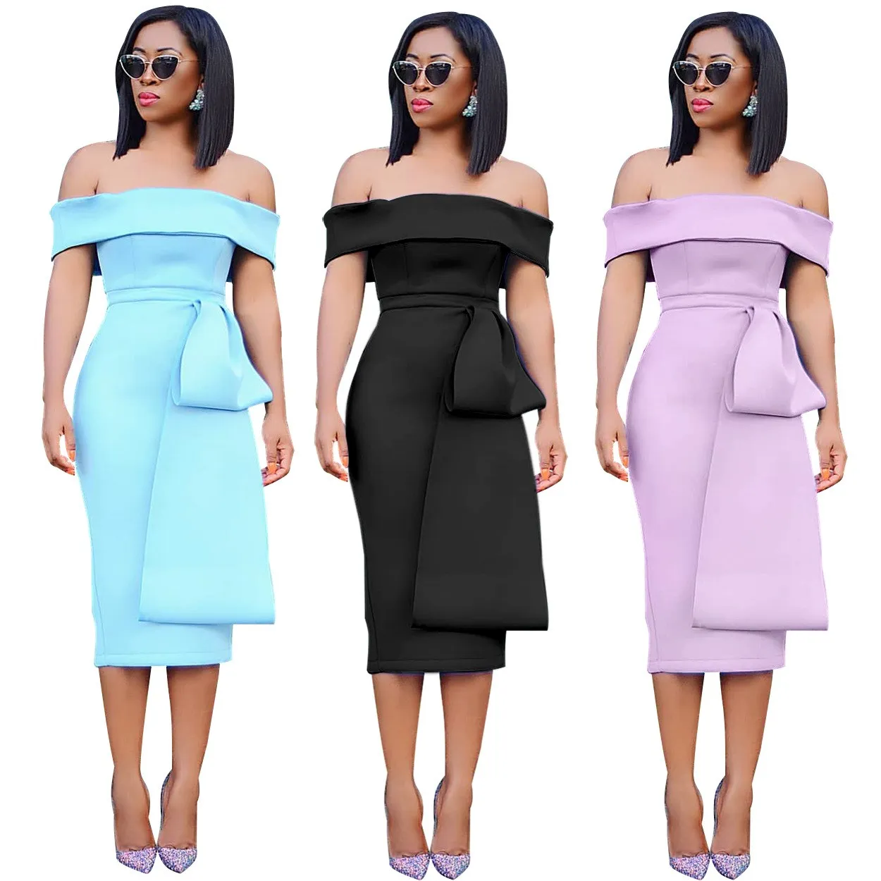 

Nice Slim Off Shoulder Sexy Bodycon Dress Women Ruffle Party Dress Summer Clubwear Backless Slim Tunic Elegant Dress
