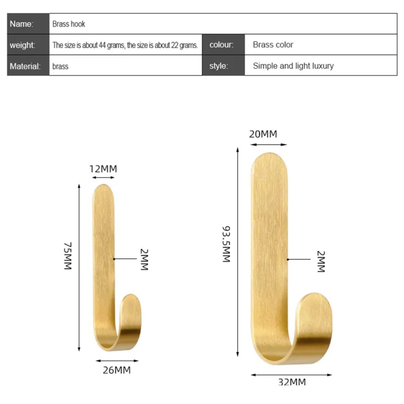L-образные сверхпрочные латунные крючки для ванной комнаты, кухни, гаража, настенные вешалки для одежды, полотенец, халатов, вешалки для шляп