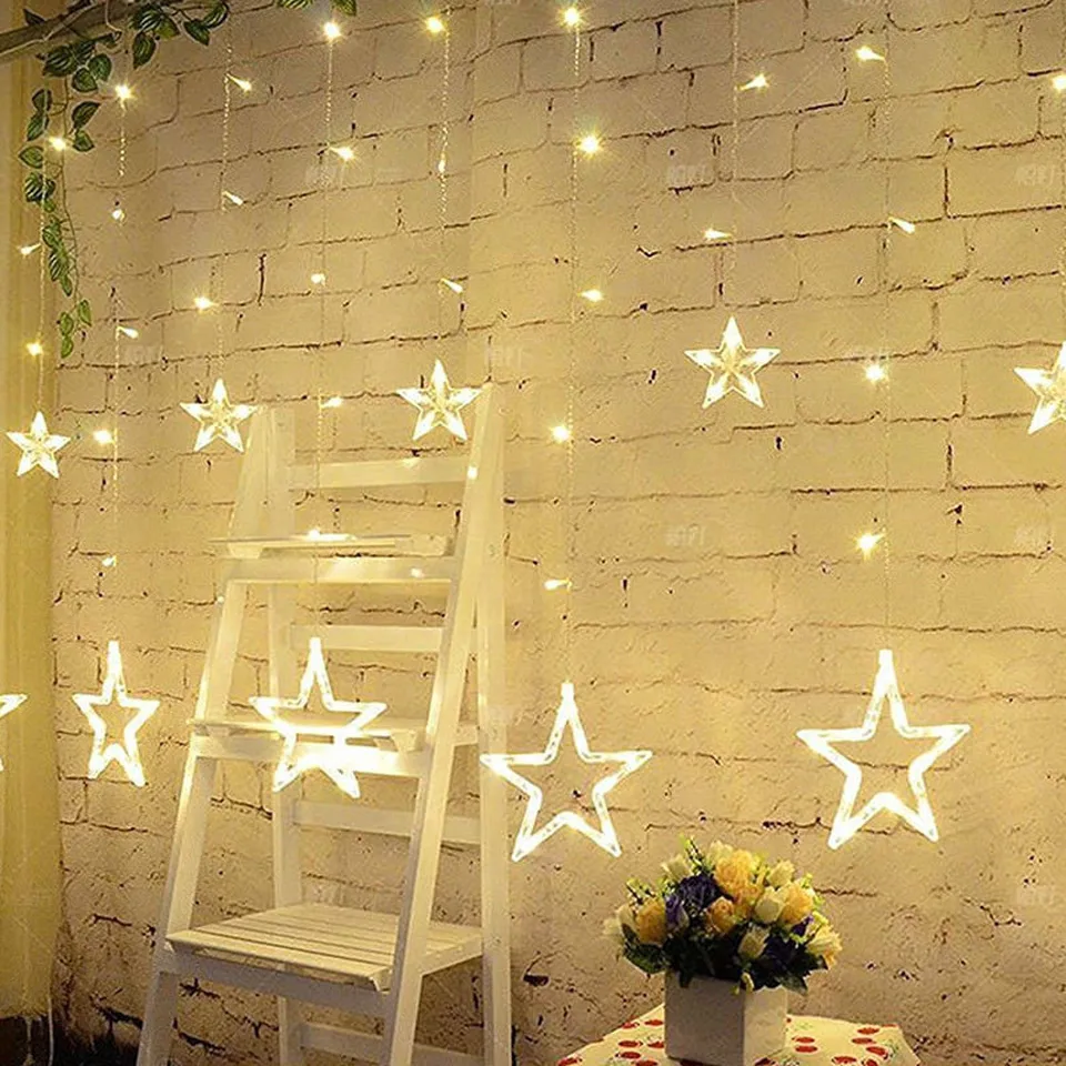 Led Light Garland Stars Hanging Curtain Lights String Party