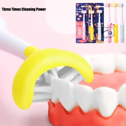 Cepillo de dientes Manual de mango largo para bebé, herramienta de limpieza con forma de U, 3 caras, cuidado de la higiene Oral, suave