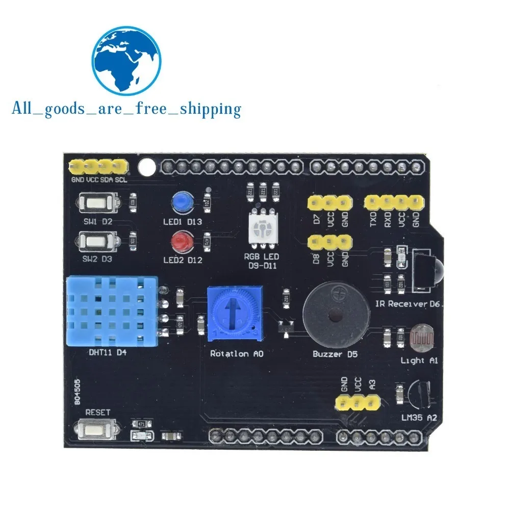 DHT11 LM35 датчик температуры и влажности Многофункциональный Плата расширения адаптер для Arduino UNO R3 RGB светодиодный ИК-приемник зуммер IEC